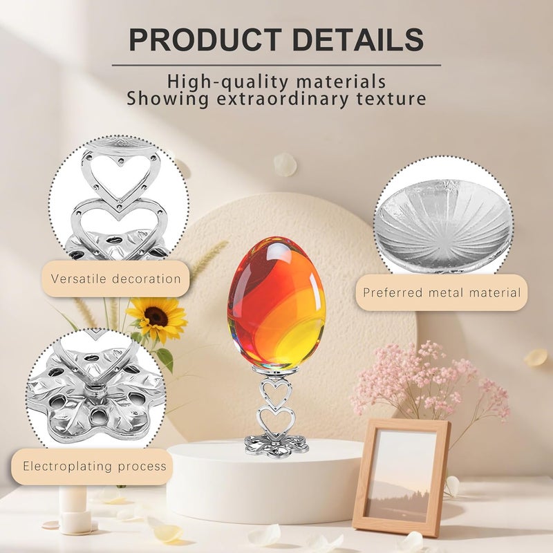 GeryVtee 4PCS Metal Crystal Ball Stand Sphere Display Stand Crystal Holder Balls Ornament Rack Holder Metal Base Heart Flower Shape (Silver) - Image 3